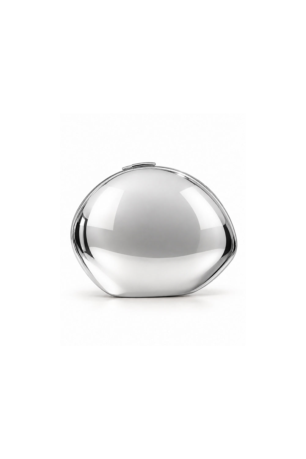 Opela Gümüş Renk Oval Metal Clutch Çanta