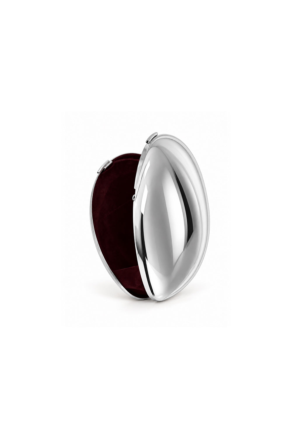 Opela Gümüş Renk Oval Metal Clutch Çanta
