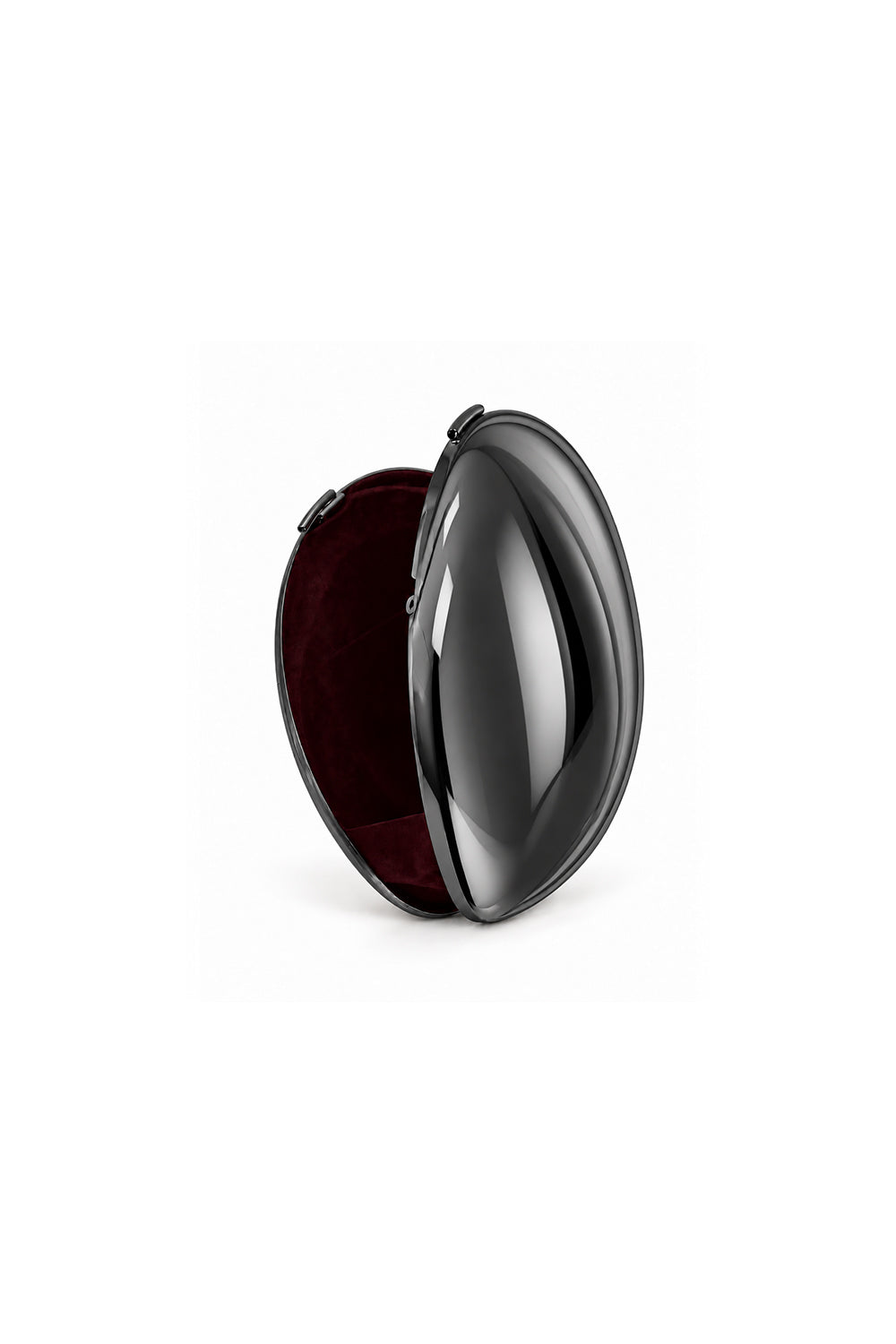 Opela Gunmetal Oval Metal Clutch Bag