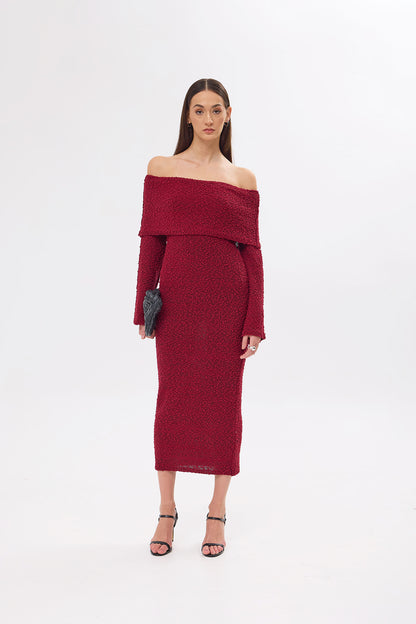 Dora Knitted Burgundy Dress