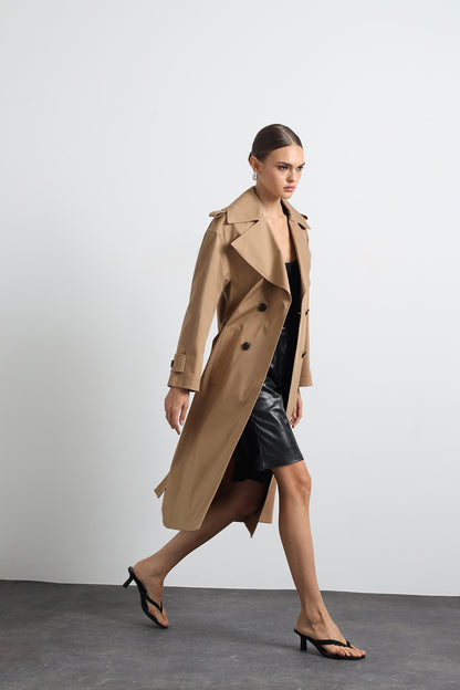 Orsay Camel Maxi Trench Coat