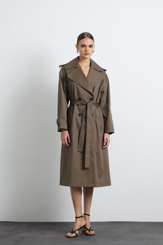 Orsay Green Maxi Trench Coat