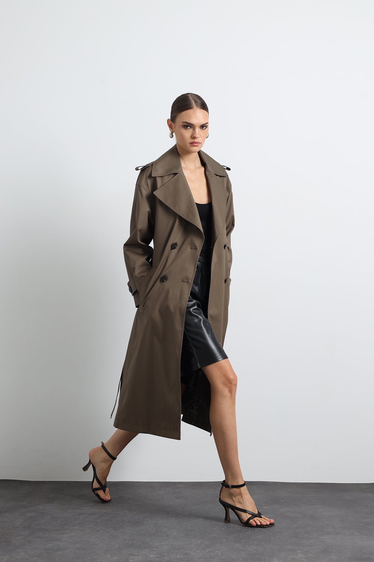 Orsay Green Maxi Trench Coat