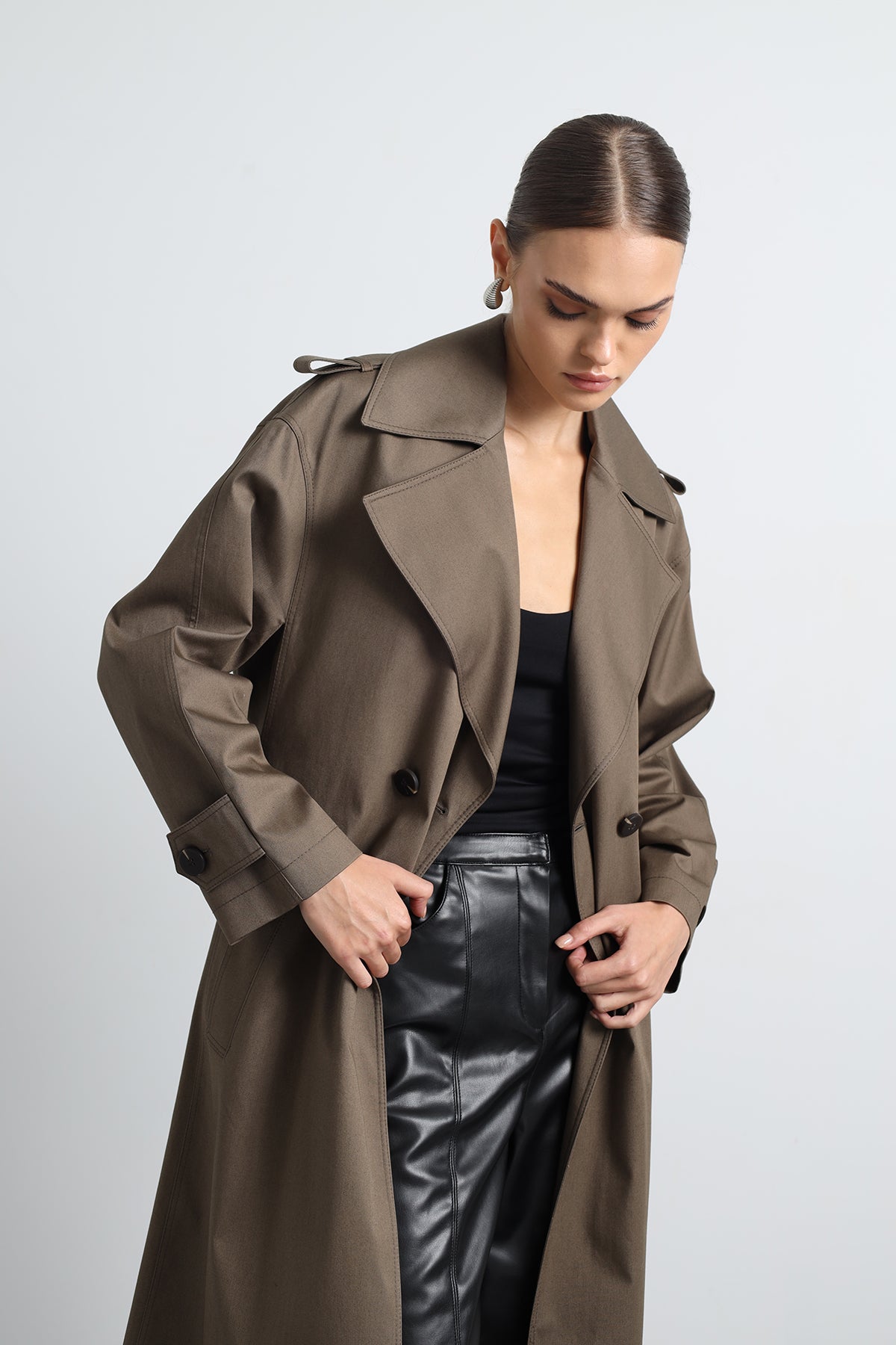 Orsay Green Maxi Trench Coat