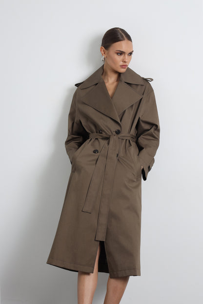 Orsay Green Maxi Trench Coat