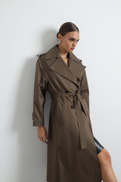 Orsay Green Maxi Trench Coat