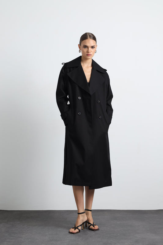 Orsay Black Maxi Trench Coat