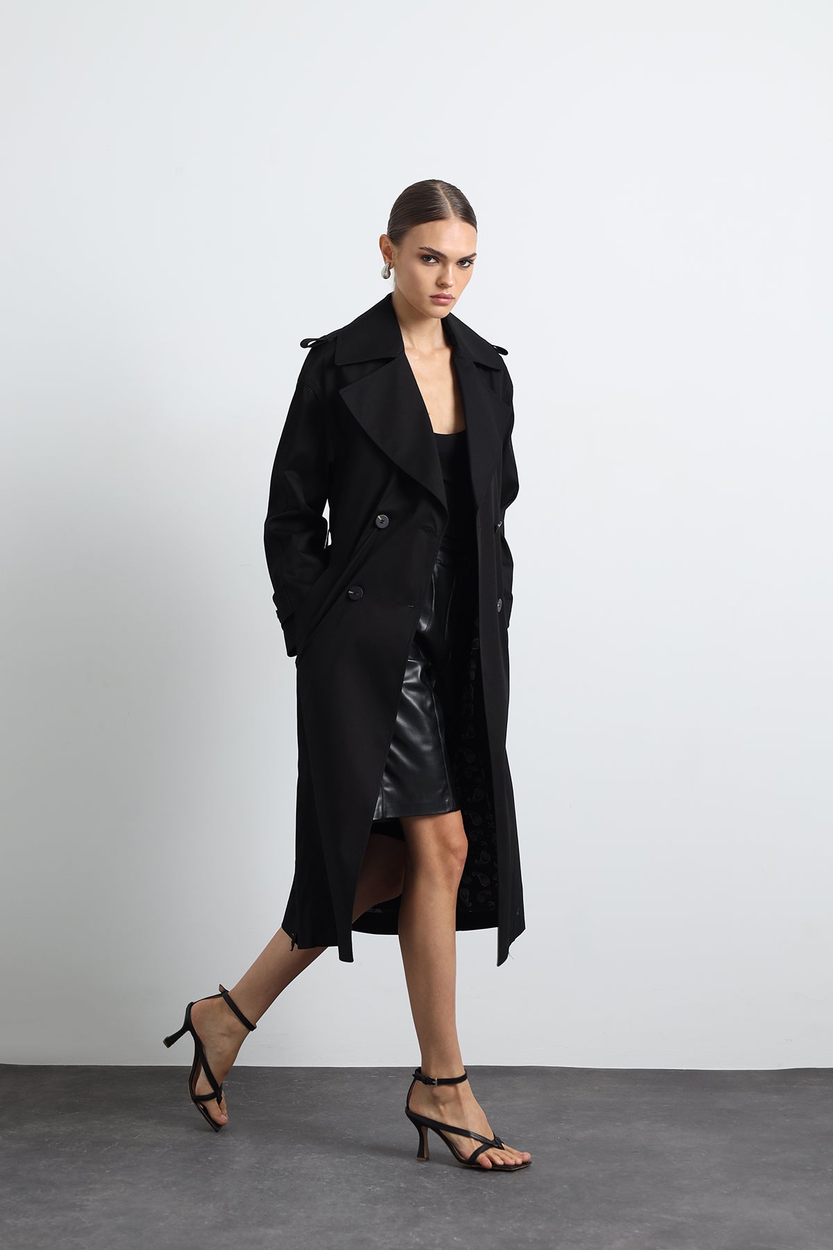 Orsay Black Maxi Trench Coat