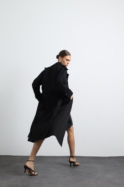 Orsay Black Maxi Trench Coat