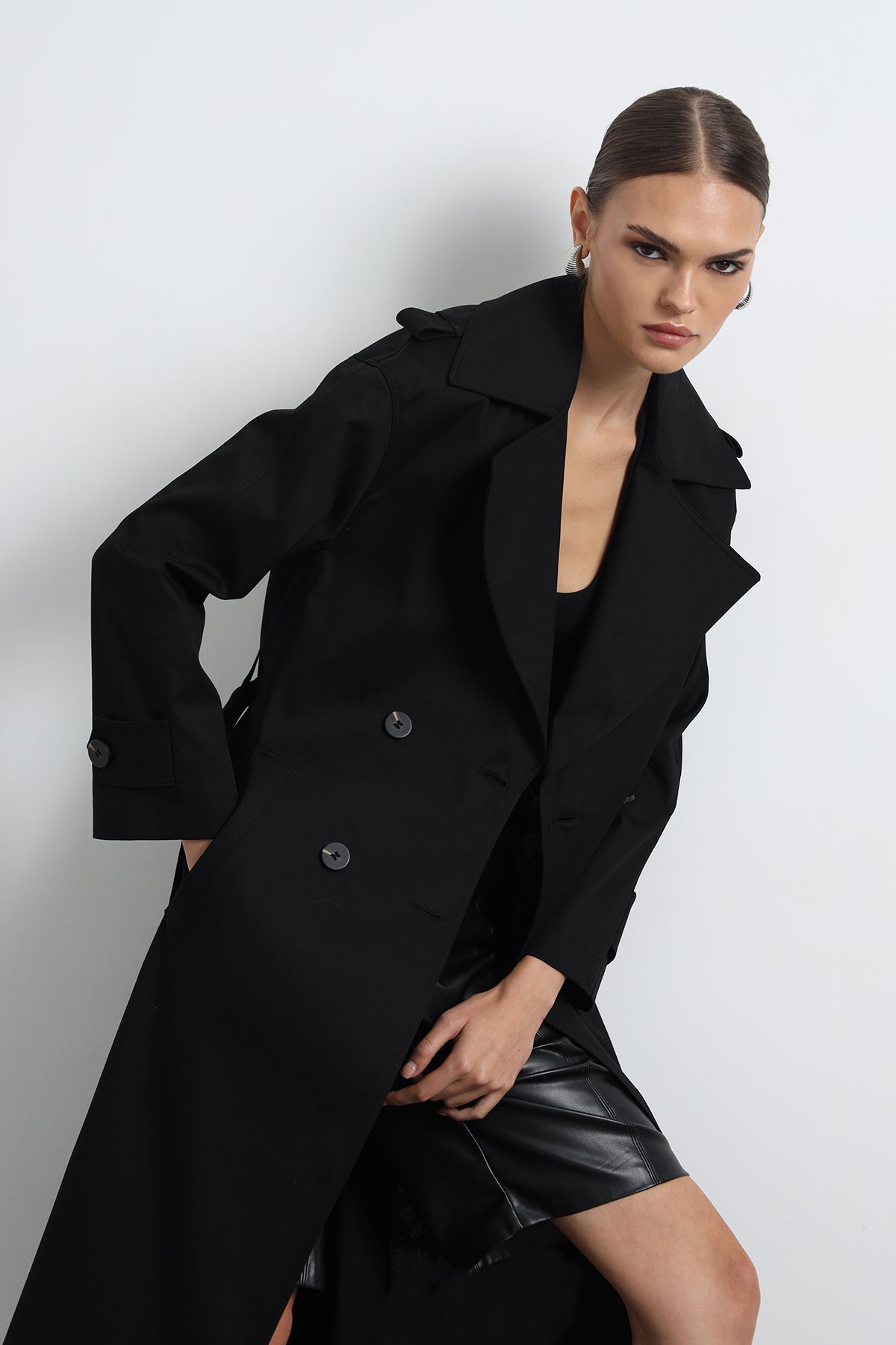 Orsay Black Maxi Trench Coat