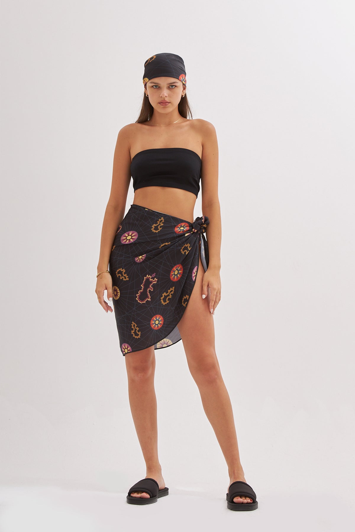 Sunny Printed Mini Black Pareo
