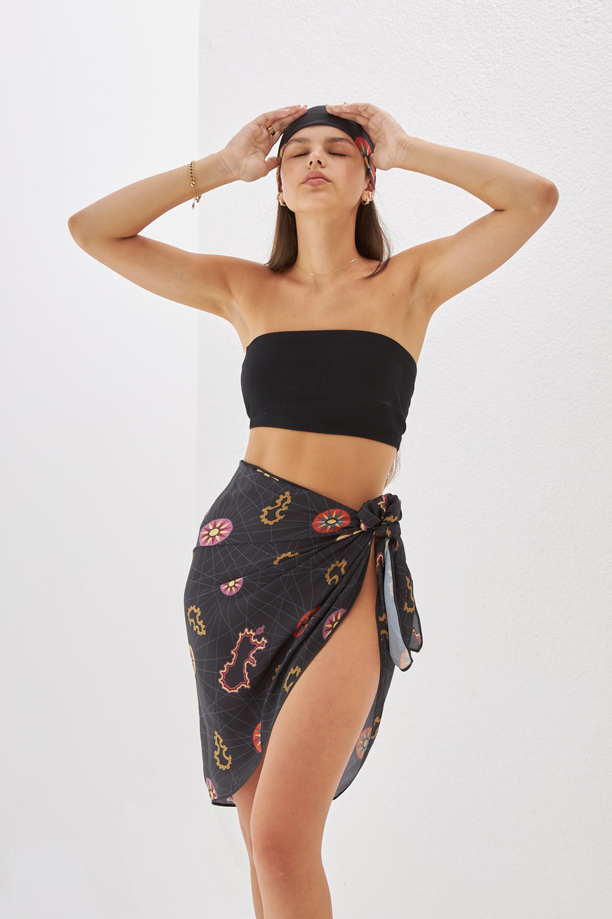 Sunny Printed Mini Black Pareo