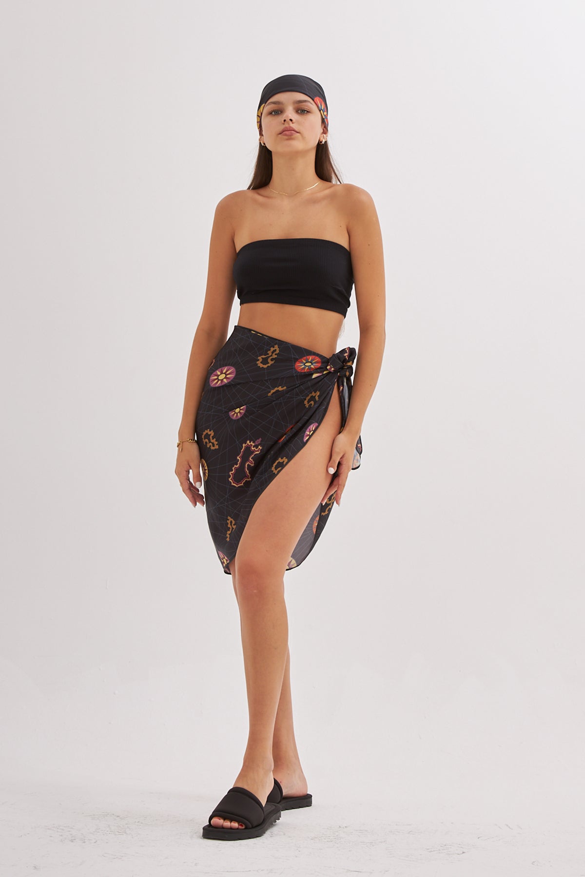 Sunny Printed Mini Black Pareo