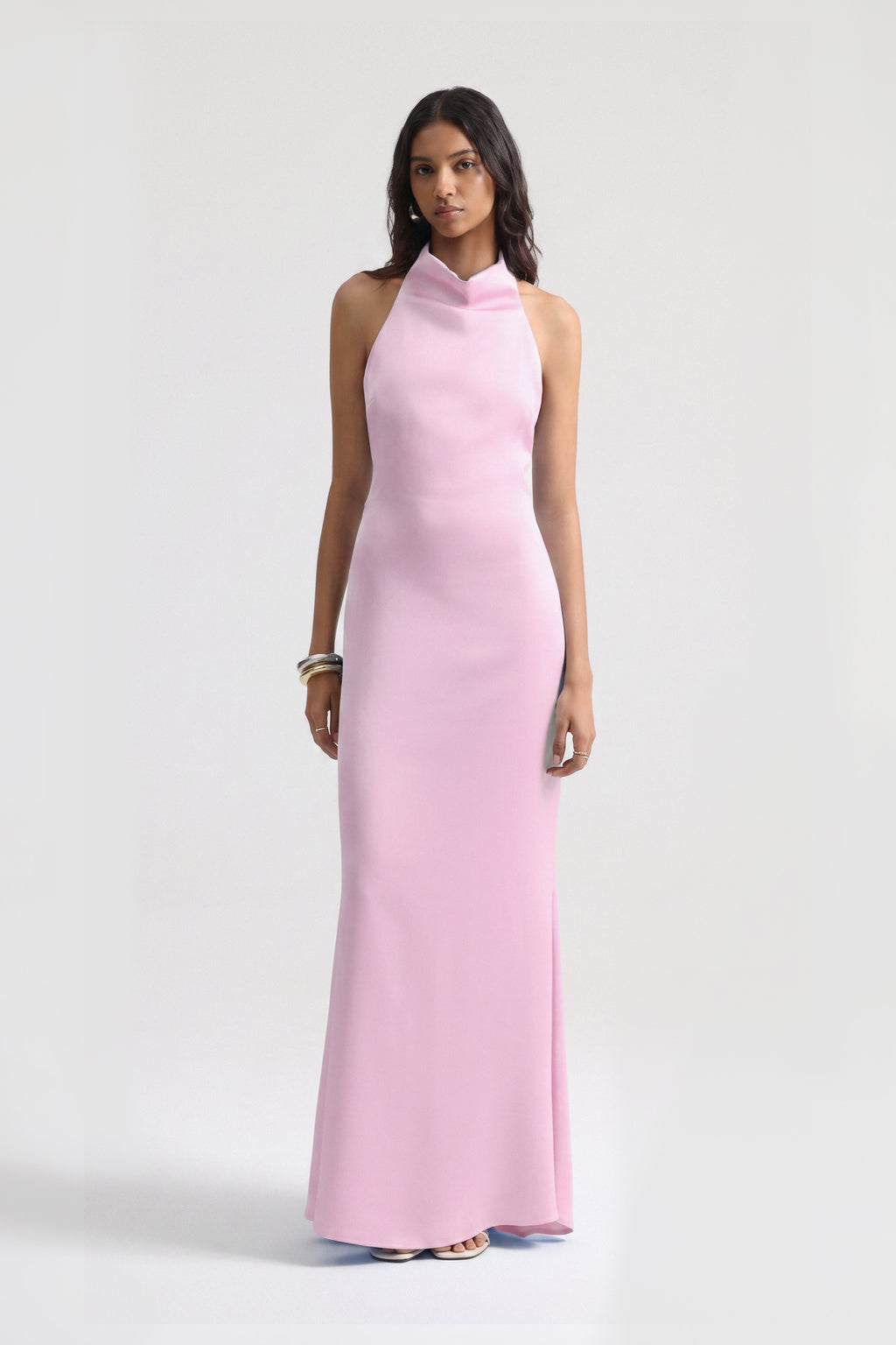 Halley Halter Neck Soft Pink Maxi Dress