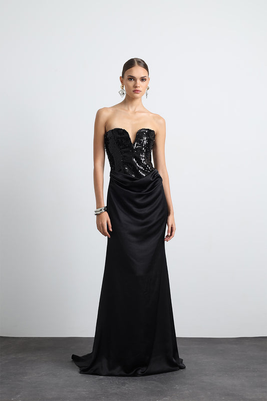 Ravelle Draped Maxi Corset Dress