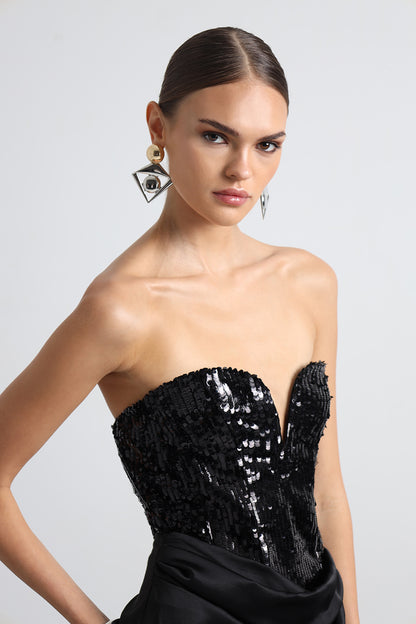 Ravelle Draped Maxi Corset Dress