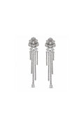 Rosalia Silver-Tone Crystal Floral Drop Evening Earrings