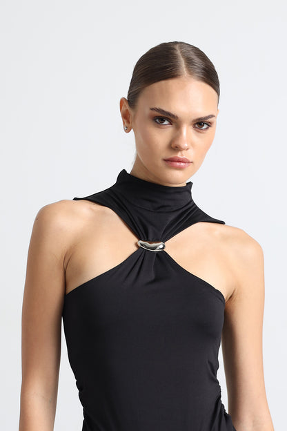 Ruelle Black Halter Neck Bodysuite
