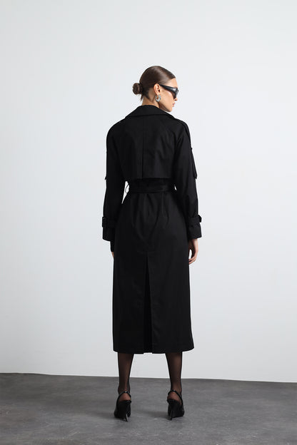 Savrin Black Trench Coat