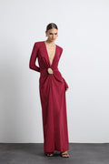 Sayora Long Sleeve Maxi Burgundy Dress