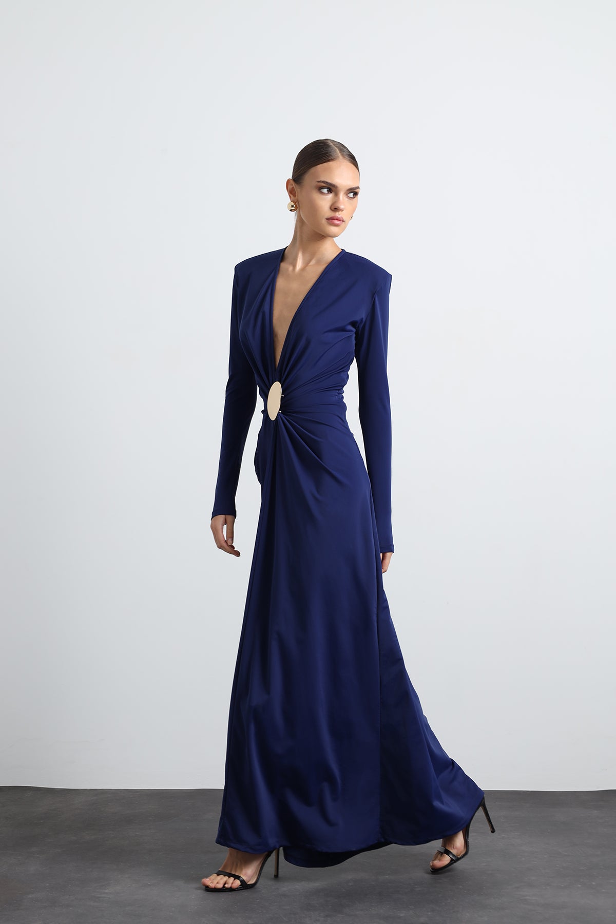 Sayora Long Sleeve Maxi Navy Blue Dress