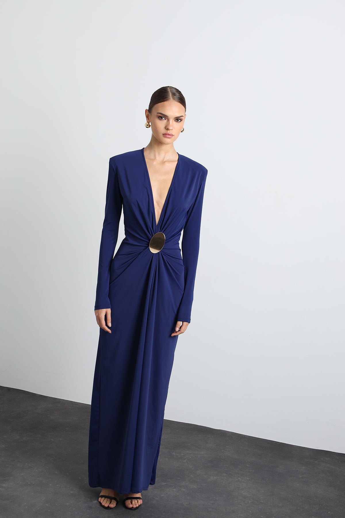 Sayora Long Sleeve Maxi Navy Blue Dress