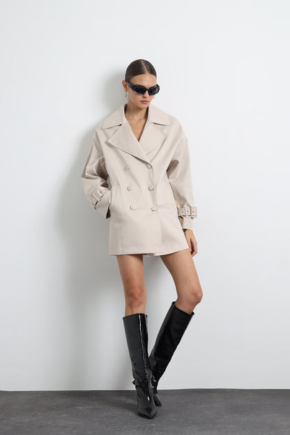 Serave Mini Beige Trench Coat
