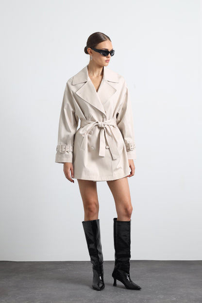Serave Mini Beige Trench Coat
