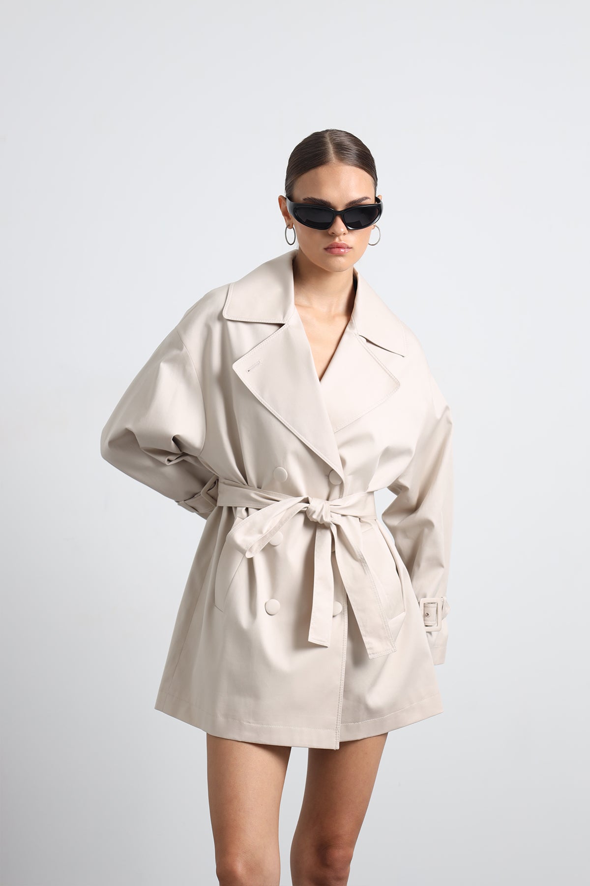 Serave Mini Beige Trench Coat