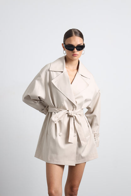 Serave Mini Beige Trench Coat