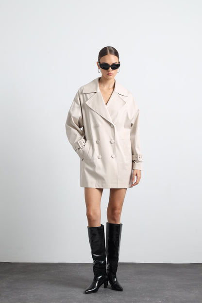 Serave Mini Beige Trench Coat