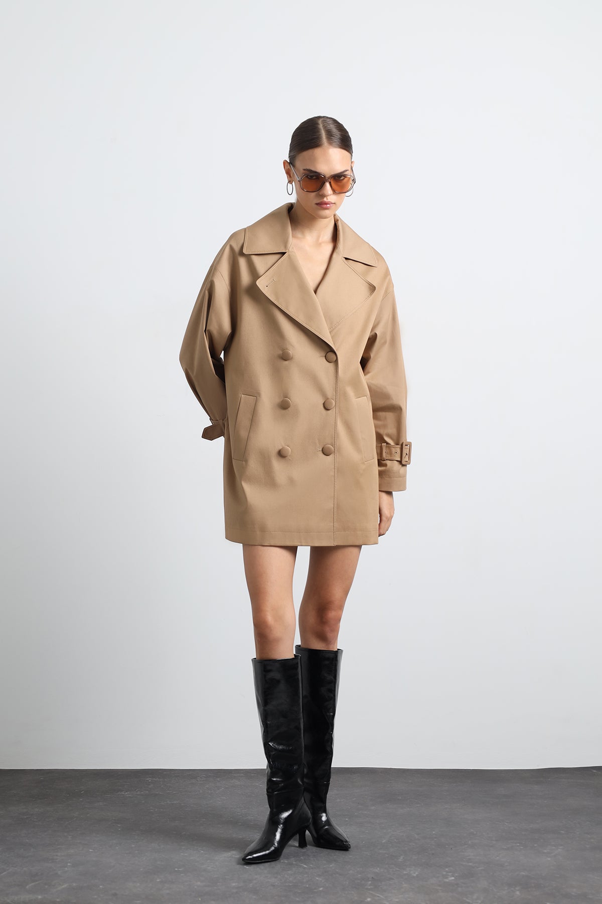 Serave Mini Camel Trench Coat