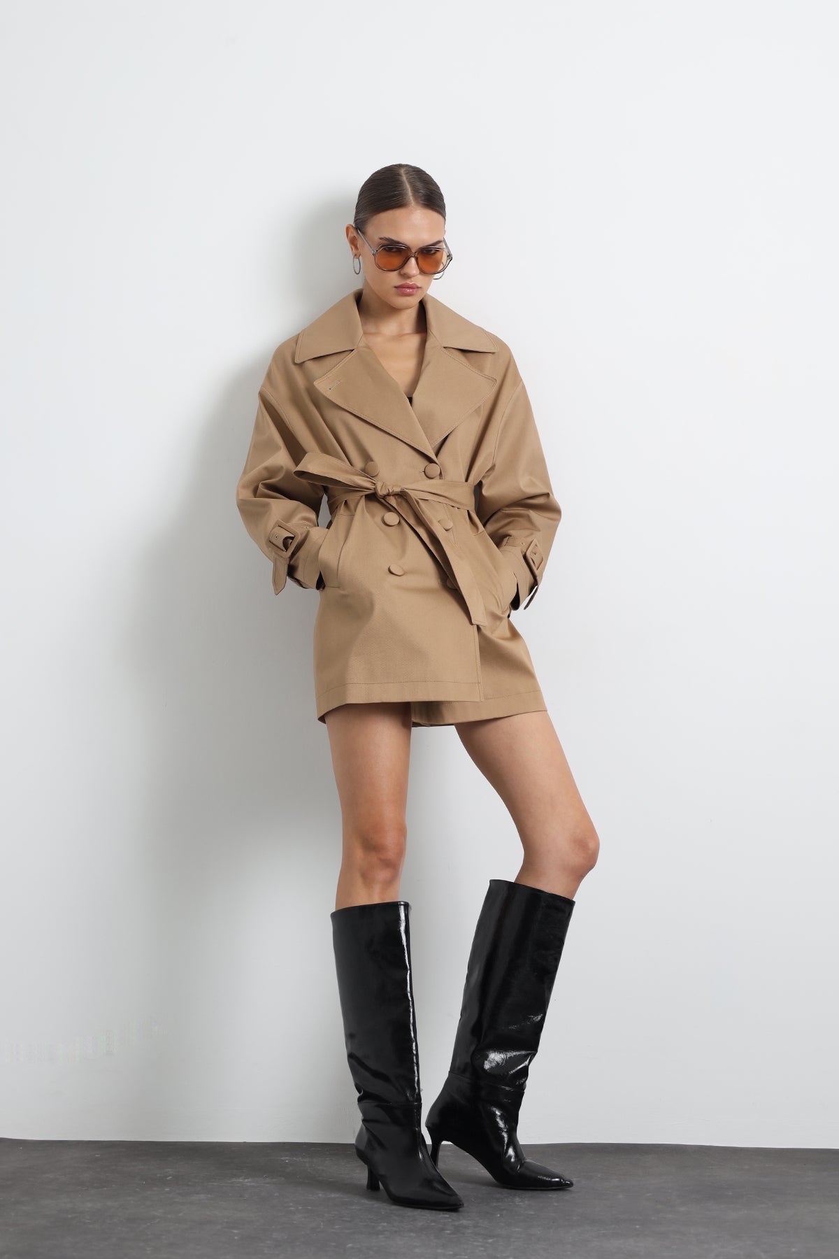 Serave Mini Camel Trench Coat