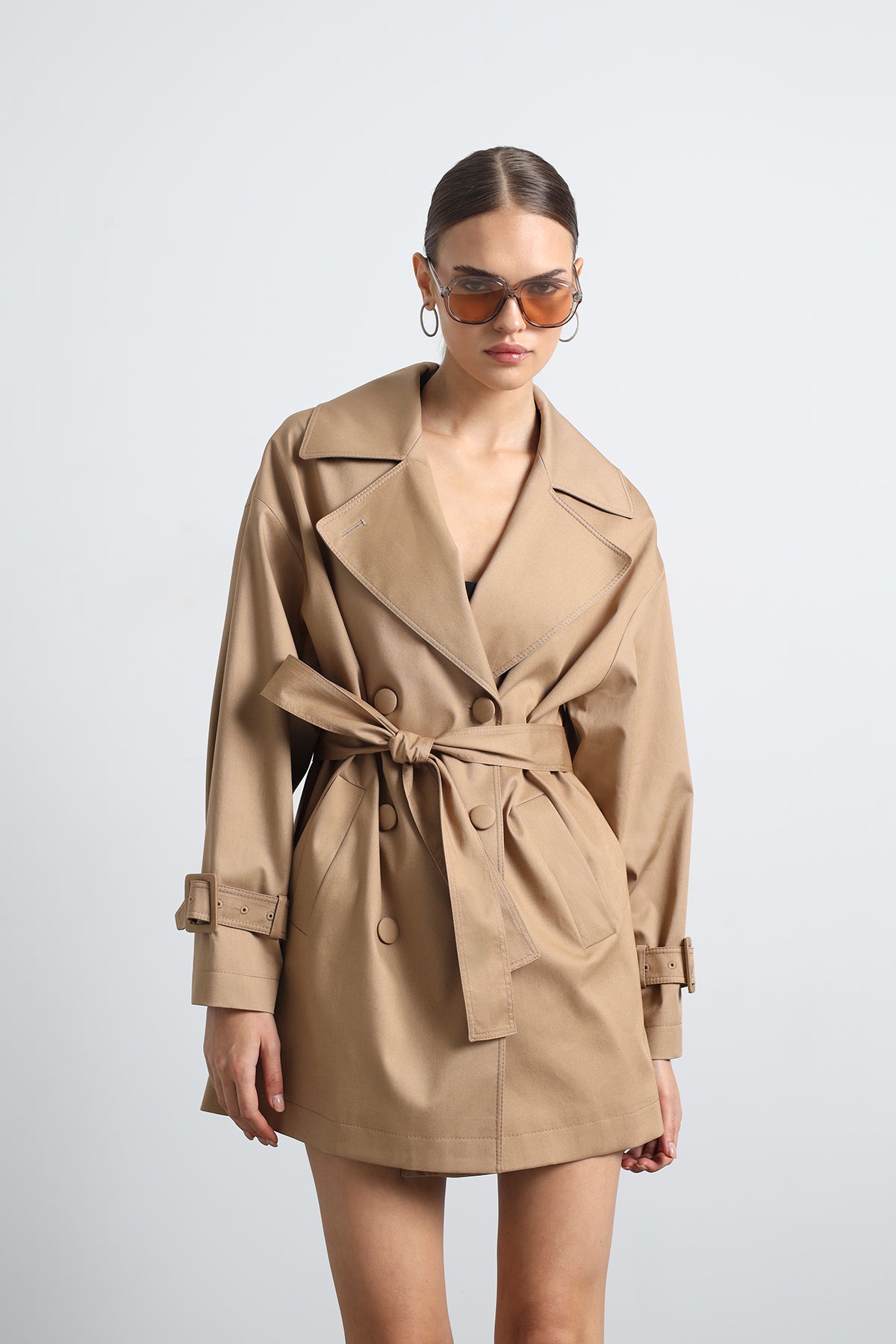 Serave Mini Camel Trench Coat