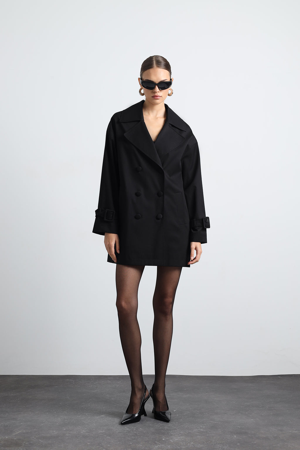 Serave Mini Black Trench Coat