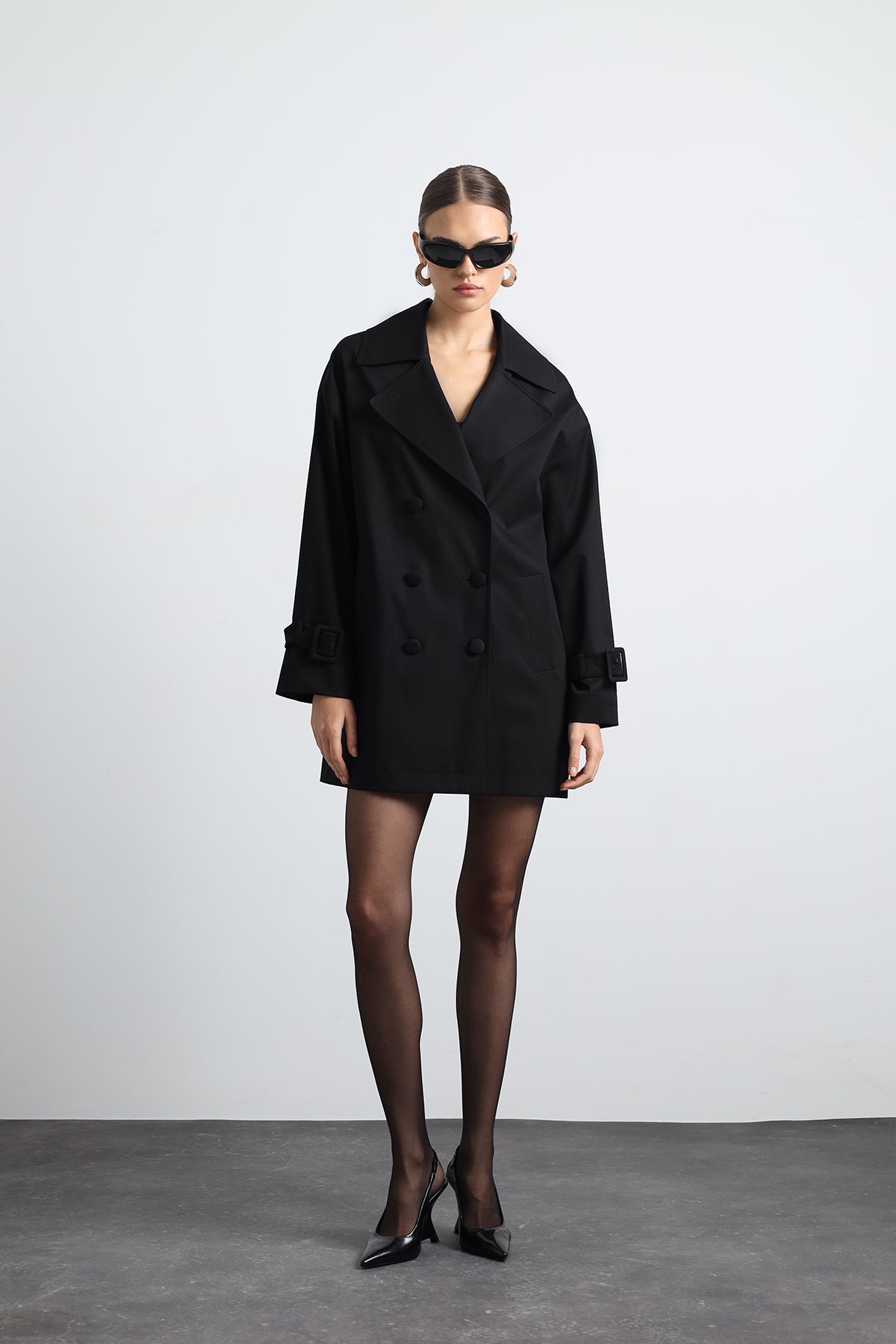 Serave Mini Black Trench Coat
