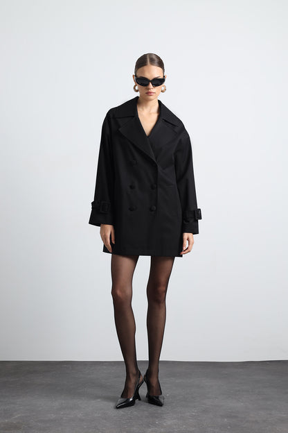 Serave Mini Black Trench Coat