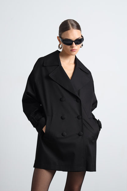 Serave Mini Black Trench Coat
