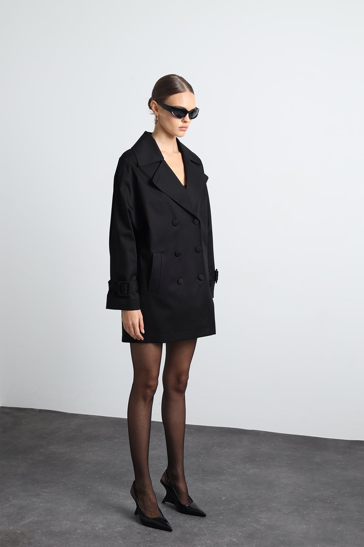 Serave Mini Black Trench Coat