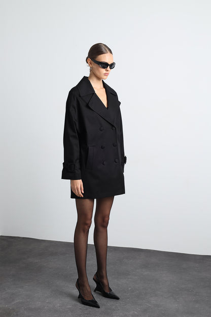 Serave Mini Black Trench Coat