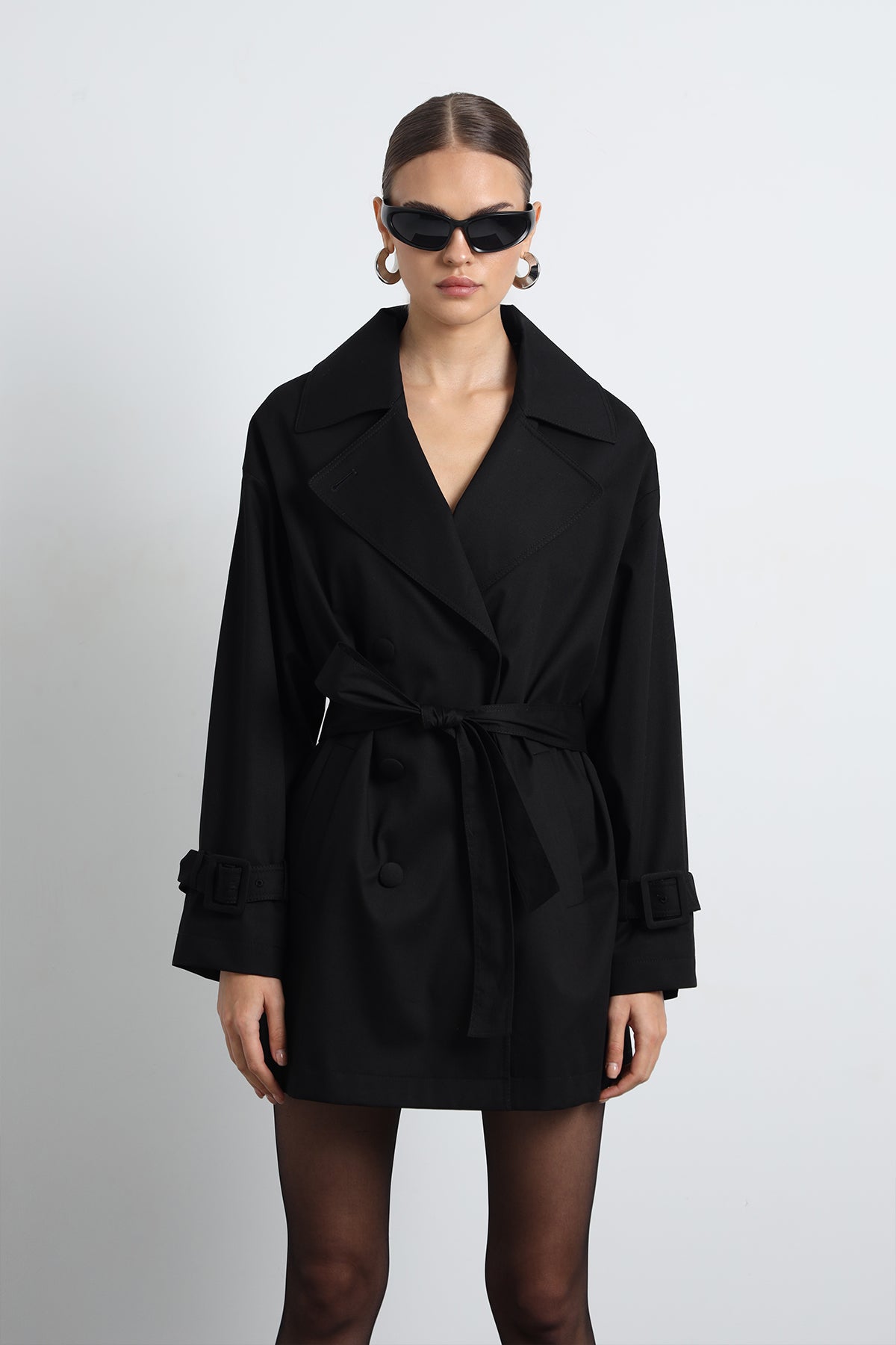 Serave Mini Black Trench Coat