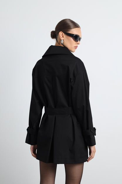 Serave Mini Black Trench Coat