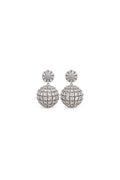 Shera Silver-Tone Crystal Sphere Drop Evening Earrings