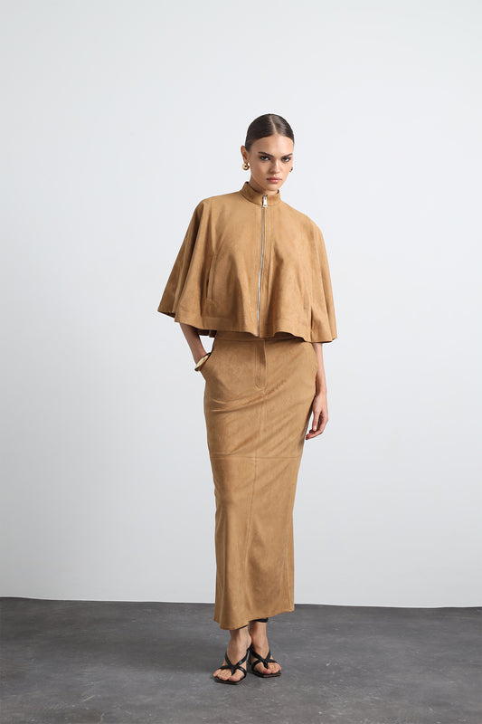 Umbria Suede Camel Skirts