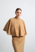 Lenia Camel Suede Poncho