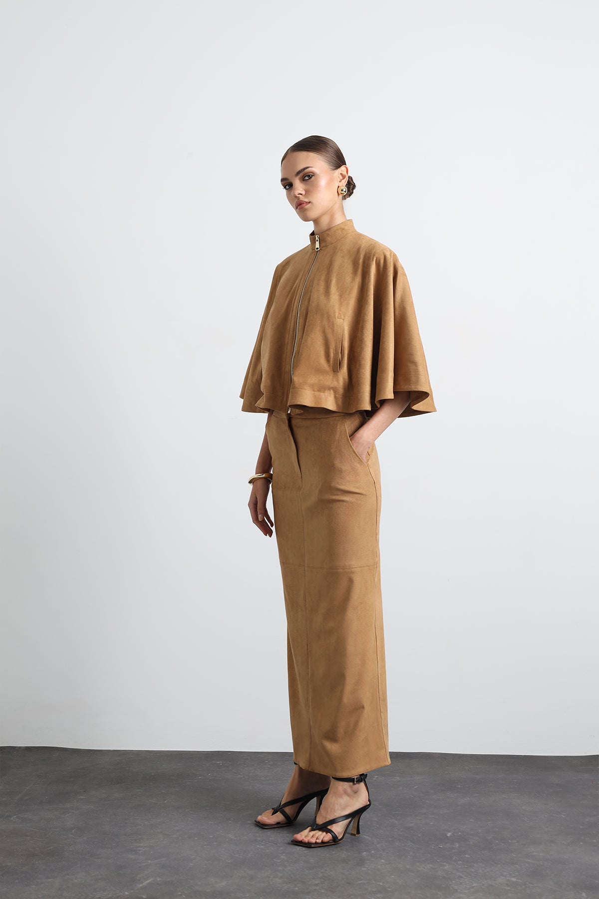 Umbria Suede Camel Skirts