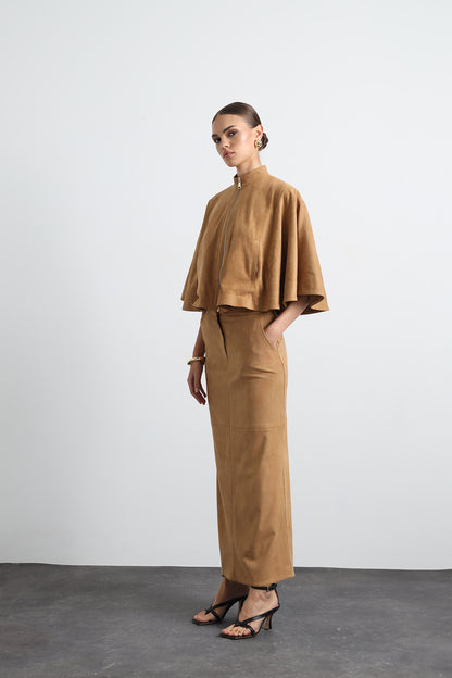 Umbria Suede Camel Skirts