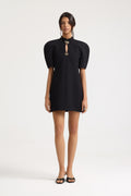 Valencia Balloon Sleeve Black Mini Dress