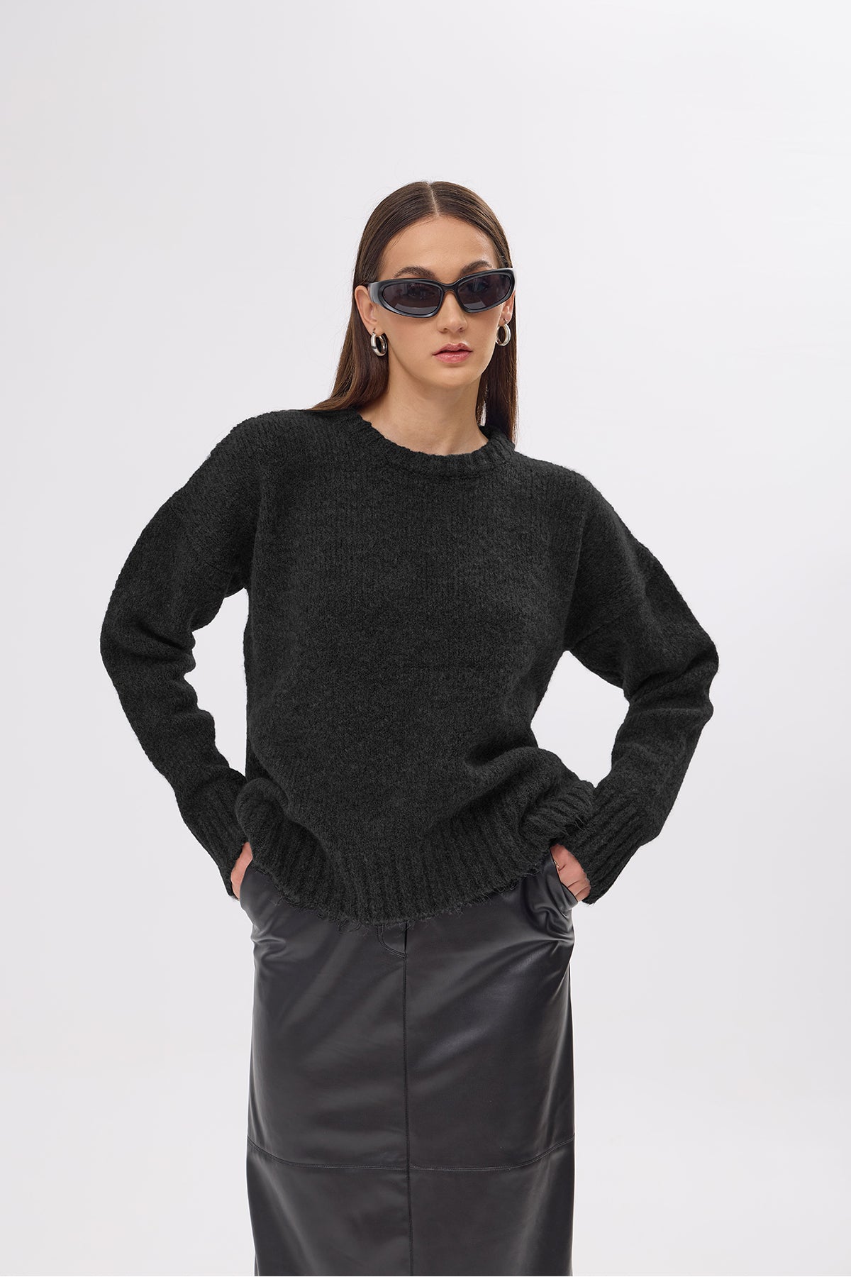 Whitney Black Oversize Pullover