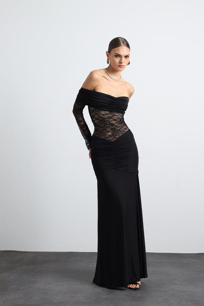 Marne Lace Maxi Black Dress